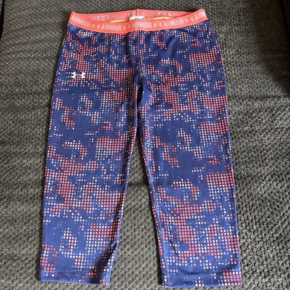 NWT UNDER ARMOUR Girls XL YXL Multicolored HeatGear‎ Capri Leggings Pants